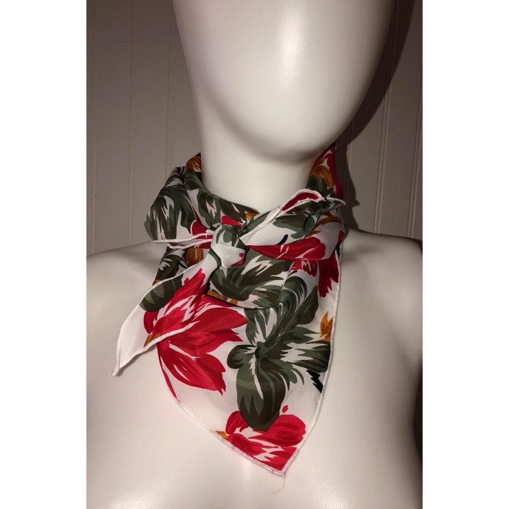 Red and Green Vintage Floral Scarf